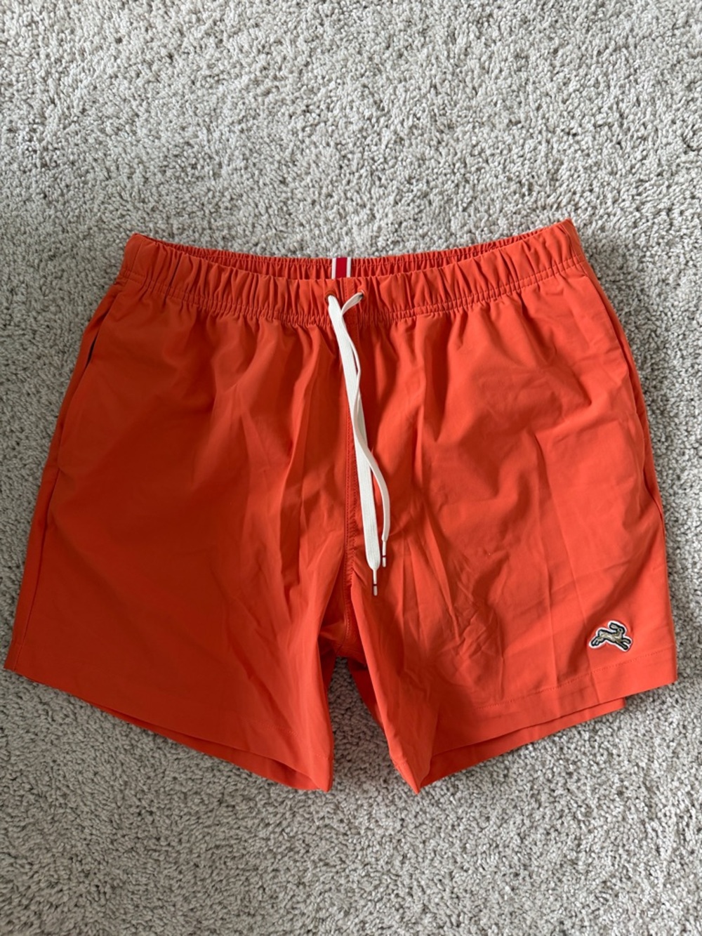 Tracksmith Men’s Large Cheetoh Red Run Cannonball Run Shorts